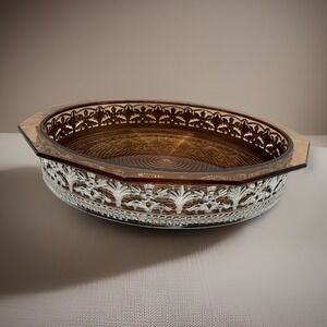 Vintage Hard Plastic Topaz Bowl‎ With Metal Silver Base/holder, Nuts, Candy